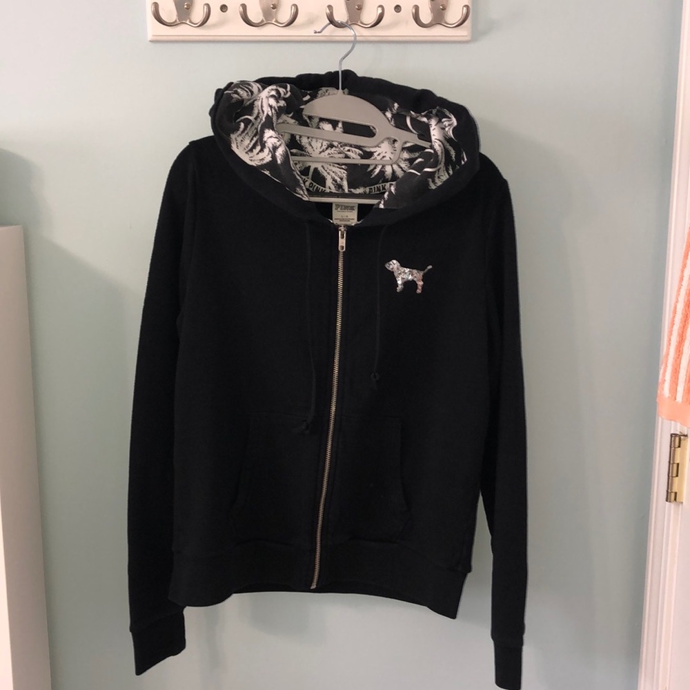 Victoria Secret (PINK) - Black zip up sweatshirt